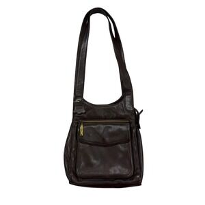 Valerie Stevens Crossbody Bag Womens Medium Brown Pebbled Leather Purse